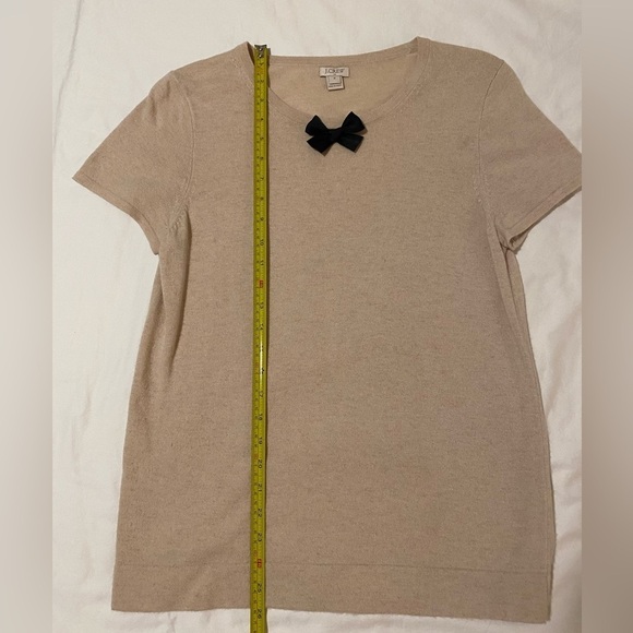 J.Crew Bow Short Sleeve Sweater - Cream/Tan - Size Small - Picture 5 of 6